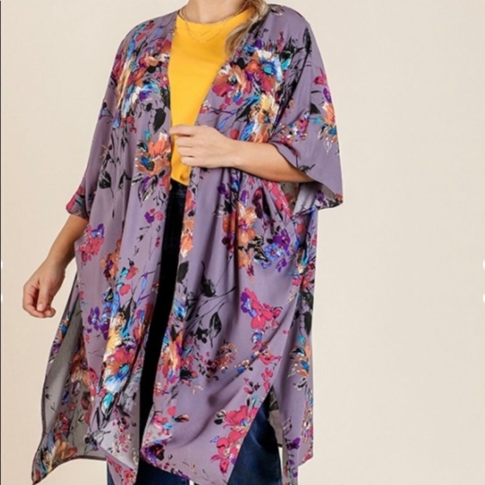 Kimono Open Front Mix Printed Floral With Side Slits KimonoNEW ⭐️⭐️⭐️⭐️⭐️